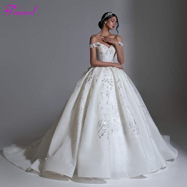 Robes de soirée Fsuzwel romantique chérie cou à lacets robe de bal robe de mariée magnifique perles appliques scintillant tulle princesse mariée 230224