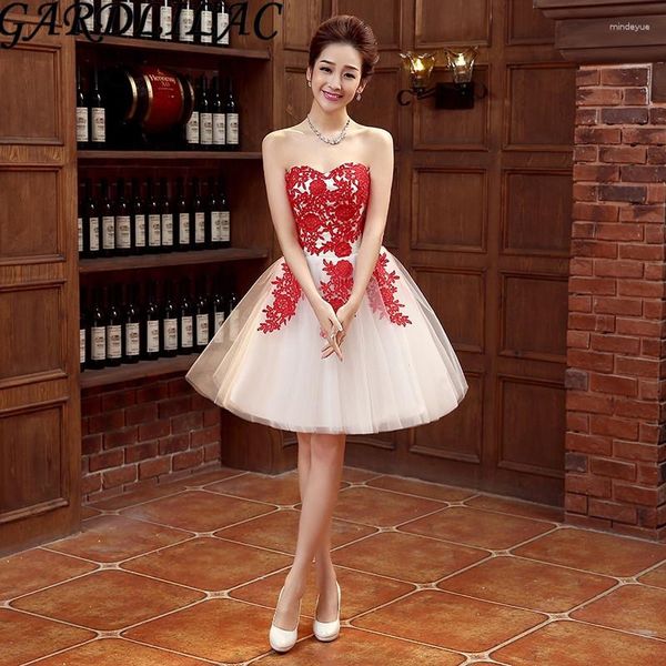 Vestidos de fiesta Gardlilac Tulle Red Short Homecoming Dress Sweetheart sin mangas A-Line Graduation con apliques