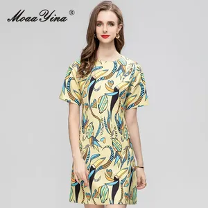 Feestjurken Gedivoen Summer Fashion Designer Vintage Print Dress Dames O-Neck korte mouw Nail Bead Holiday Casual Loose Mini