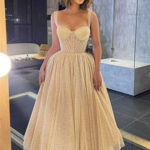 Feestjurken Glitter TULLE ANKLELENGENE AVONDE JURKEN Mouwloze formele prom -jurken Party Robes DE 220923