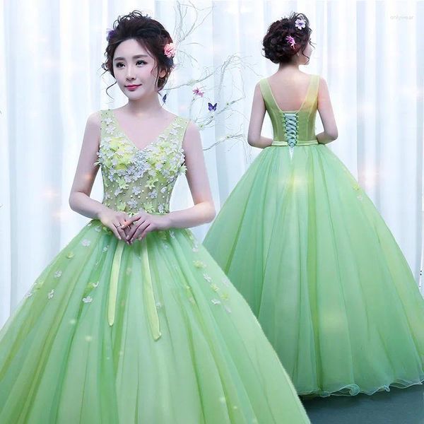 Robes de fête Grois Green Long Sweat Girl Femmes Princesse Performance Balle Ball Robe Robe Prom
