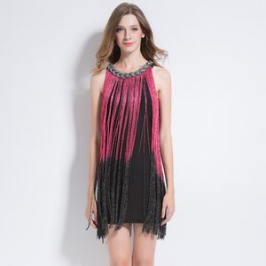 Vestidos de fiesta Gran Gatsby Cadena de metal Halter-Neck Negro 1920s Fringe Flapper Charleston Vestido Sexy Bodycon Club