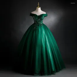 Robes de fête Guxqd Green Ball Robe Femmes Soirée Off-épaules Appliques de bal Robes d'anniversaire Vestido de Noche