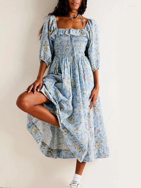 Robes de soirée GypsyLady Floral Chic Boho Maxi Robe dos nu demi manches volants Sexy vacances femmes dames Robe robes