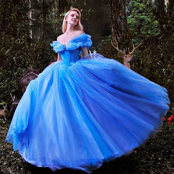 Vestidos de fiesta Mujeres de Halloween Nueva película Azul Cenicienta Cariño Vestido de novia de lujo Vestido de fiesta para adultos Vestidos de novia Robe De Mariee T230502