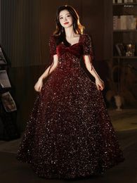 Robes de fête HARAJPEE Toast Dress Bride Luxury 2024 Red Wedding Escaping Princess Engagement Light Spring Chic Vestido