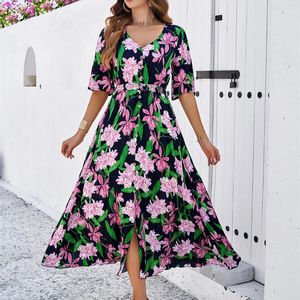 Robes de fête Vêtements pour femmes de haute qualité 2024 Vacances d'été printemps en V V Vobe séparée décontractée Maxi Sexi Night Vestido Y2K