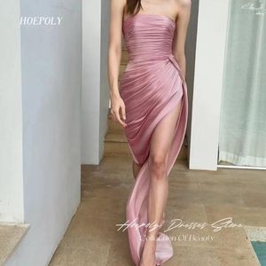 Robes de fête Haepoly Bablier Robe de bal Sheer Slide High Split Split-Helle Usa Euro Elegant Elegant Rucched Evening For Sexy Women
