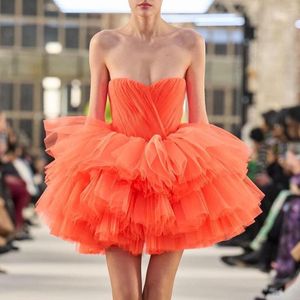 Robes de soirée en couleur orange robe de bal courte 2023 couches jupe gonflée mini robe de soirée chérie cocktail doux 15 16 anniversaire