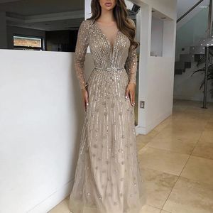 Feestjurken Jancember Luxe Dubai Goud Zilver Avondjurk Lange Mouw Arabische Moslim Formele Prom Voor Vrouwen Bruiloft SZ126