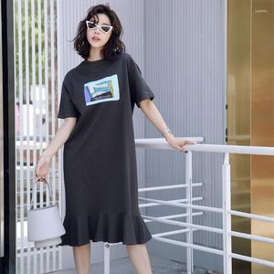 Feestjurken Japanse Korea -stijl afdrukken foto korte mouw losse zomer zeemeermin jurk mode dames casual t shirts dame werk