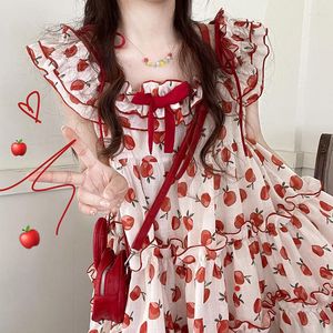 Vestidos de fiesta Kawaii Lolita Women's Vestido dulce Corera Corea Corea Y2K Estudias de estilo preppy Mini Lace Up 2023 Summer