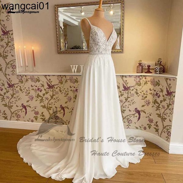 Robes de soirée Lakshmigown Puffy mousseline de soie une ligne robe de mariée plage été 2022 Abito Sposa Donna Egant mariée Hoho robes paillettes dentelle corsage 0408H23