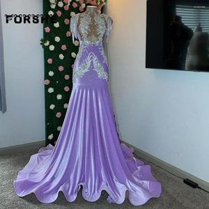 Feestjurken lavendel prom voor zwarte meisjes velevt zeemeermin jurken pure nek avondjurk Vestidos de gala 2024
