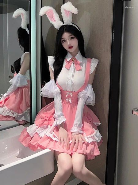 Vestidos de fiesta lolita ropa sexy muca uniforme vestido elegante de moda rosa tops 2024 dulce coreana linda niña s959
