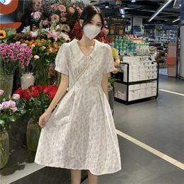 Robes de soirée longue robe mi-longue pour femmes fille été Vintage élégant Y2k vêtements 2023 mode coréenne Kawaii Floral plissé