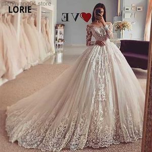 Robes de soirée à manches longues en dentelle appliques robes de mariée robe de bal robes de mariée plus la taille illusion mariage princesse robe de soirée 2020 T230502