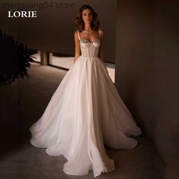 Robes de soirée LORIE Organza Bretelles Spaghetti Robes De Mariée Une Ligne Chérie Corset Robes De Mariée Perles Cristal Robes De Soirée De Mariage 2023 T230502