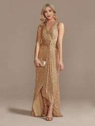 Feestjurken Lucyinlove luxe vloerlengte v-neck formele avondjurken elegante spleet feest vrouwen bruiloft pailletten voor prom cocktailjurk 230504