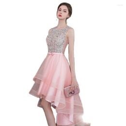 Feestjurken luxe kralen kristal korte prom robe courte afstuderen jurk voor tieners formele Homecoming plus size maat