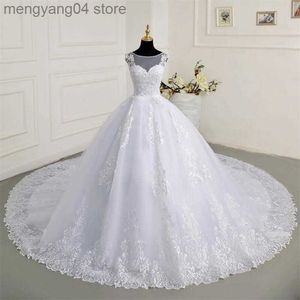 Robes de soirée Robes de mariée en dentelle de luxe élégante sans manches robe de Noiva formelle robe de bal de mariée Photo réelle grande taille 2023 nouveau blanc pur T230502