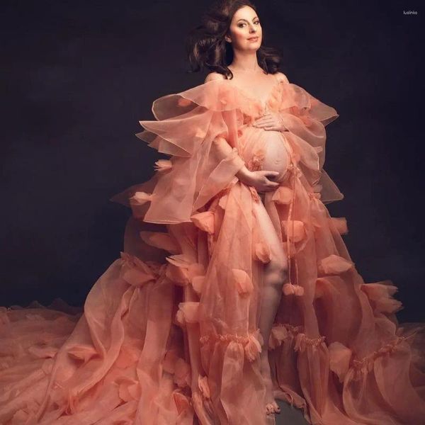 Robes de fête de luxe maternité robe de bal de femmes enceinte avec des fleurs 3D