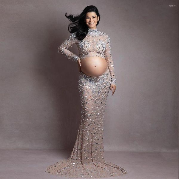 Robes de fête Luxury Sexy enceinte enceinte robe de femme de femme brillante