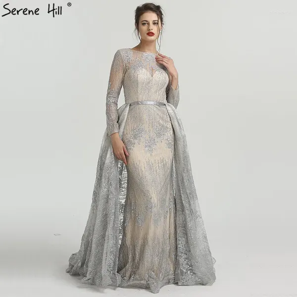 Robes de fête Luxury Sparkle Long Sirène Serme en soirée sexy avec robe de train 2024 Serene Hill LA6503