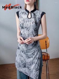 Robes de fête Madblack Clothes chinois cheongsam robe femme classique imprimement mince tops sans manches midi printemps d43032jc