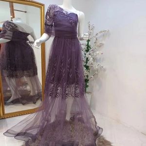 Robes de soirée Mignon Tulle A-ligne une épaule robe de bal à volants longueur au sol paillettes Populer formelle robe de soirée élégante pour les femmes 2024