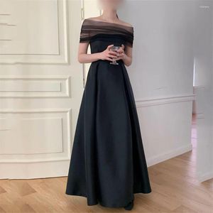Robes de soirée Minglan noir mode plissé une ligne longue robe de soirée sans bretelles sans manches longueur de cheville élégante robe de bal formelle en 2024