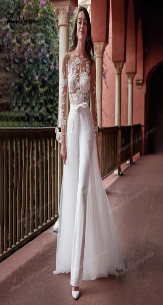 Vestidos de fiesta Moderna de manga larga COLLA COLLA COLLA BLANCO APLIQUE BOHO BRIDAL CON RESOR DE TREN DETRACTIVA MARIE 235904335