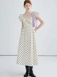 Robes de fête Molan French Slip Robe Femme Summer Temple mince Tempérament Polka Dot Break Long