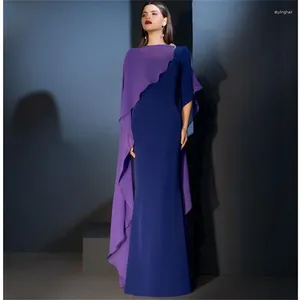 Robes de fête Mulong Purple Muslim Sirène Dubaï Soirée arabe Soirée Élégante 2024 pour femmes Robe de bal de mariage avec Cape