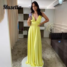 Robes de fête Musetta Robe de soirée sexy en V pour femmes 2024 sans manches ruine Robe de bal de bal Longueur Vestido Para Eventos Especial