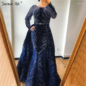 Feestjurken moslim luxe marineblauwe avond 2024 zeemeermin jurk met rok sexy formeel serene hill plus size gla60914