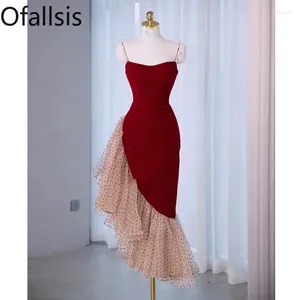 Robes de soirée Ofallsis suspendu Toast Spaghetti Strap robe mariée 2024 luxe fiançailles maille légère couture haut de gamme soirée