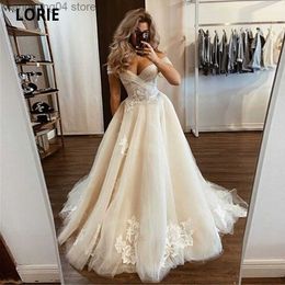 Robes de soirée sur l'épaule Bohomia Robes de mariée 2020 Dos ouvert Appliques en dentelle avec tulle Plage Robes de mariée Country Party Dress T230502