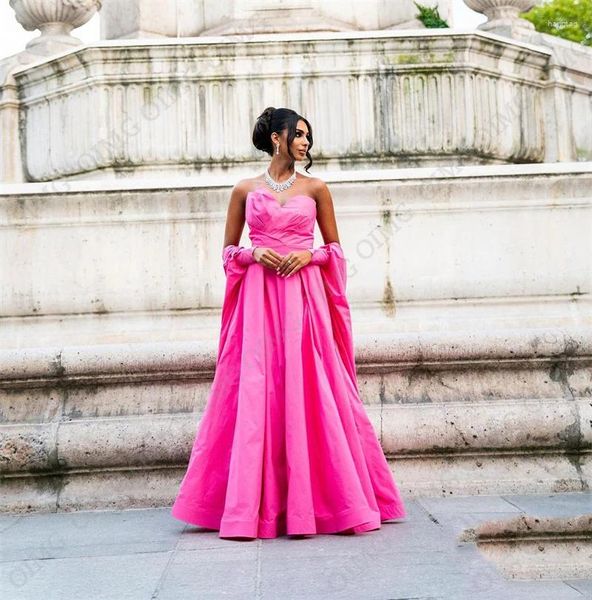 Robes de soirée OIMG modeste rose chérie femmes soirée taffetas longue une ligne robes de bal personnalisées robe d'événement formelle Vintage