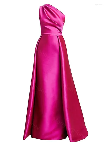 Robes de fête une robe de bal longue épaule avec sur-digne en satin une ligne robe de soirée formelle pour les femmes sans manches cocktails