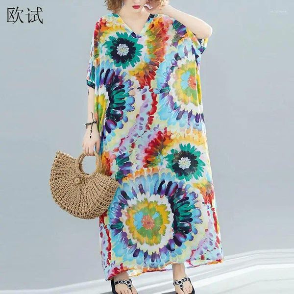 Vestidos de fiesta de gran tamaño 2024 Summer Boho Dress Women Moda de giras giras de giras de giras