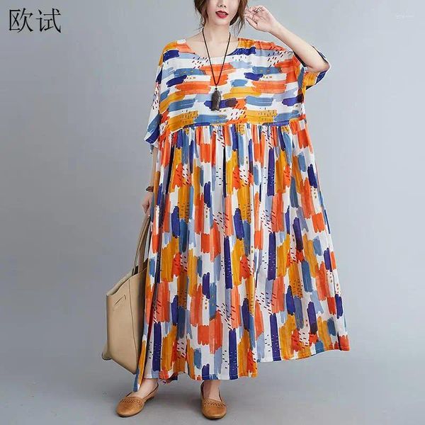 Robes de fête surdimensionnées Summer plage boho robe dames pour femmes 2024 coton oversize floral long lâche coréen