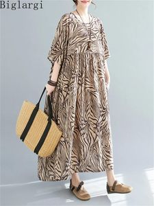 Robes de fête surdimensionnées d'été imprimées en vrac robe de coton 2024 Casual grande taille femme plage longues dames femmes corée