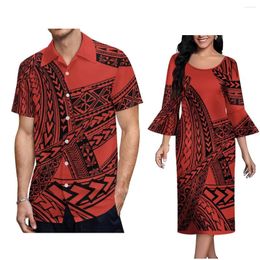 Vestidos de fiesta Vestido inspirado en el Pacífico Estilo polinesio Pareja a juego Samoa Outfit Hombre Camisa suelta Mujer larga