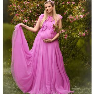 Robes de fête maternité rose pour femme illusion sans manches