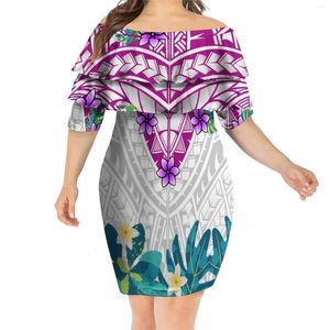 Feestjurken Polynesia Hawaii Style Women Wrap-Up Dress Gedrukte mode sexy slanke bodem strak meisje plus size dames