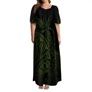 Robes de soirée motif artistique polynésien imprimé jupe longue robe personnalisée pour femmes grand groupe sac à manches à bulles conception 2024 vêtements
