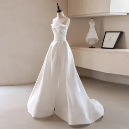 Robes de soirée Popodion Robe de mariée en satin 2024 Simple Tube Top Haut de gamme CHD20639