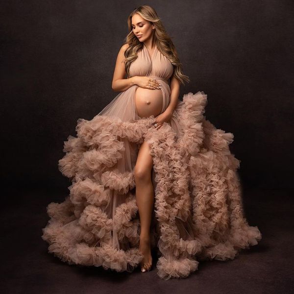 Robes de soirée jolie robe de grossesse pour babyshower jupe à volants robe de maternité Poshoot soirée peignoir 230208