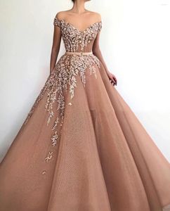Robes de soirée princesse hors de l'épaule 3D fleurs robe de soirée 2023 élégante ceinture longue robe de bal